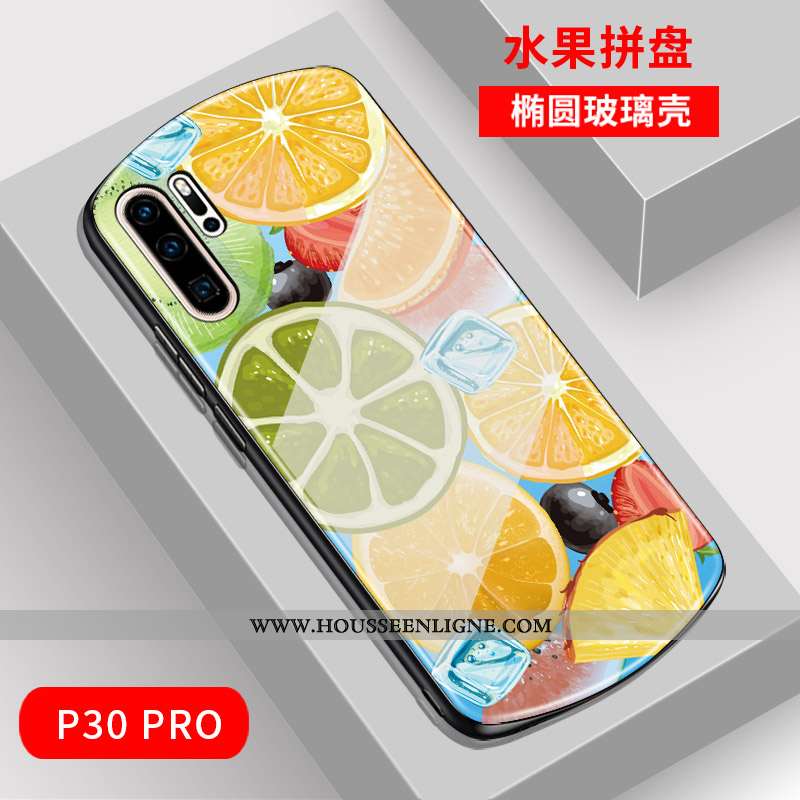 Étui Huawei P30 Pro Verre Dessin Animé Coque Net Rouge Téléphone Portable Mode Charmant Verte