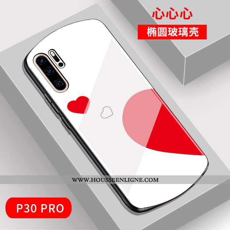 Étui Huawei P30 Pro Verre Dessin Animé Coque Net Rouge Téléphone Portable Mode Charmant Verte