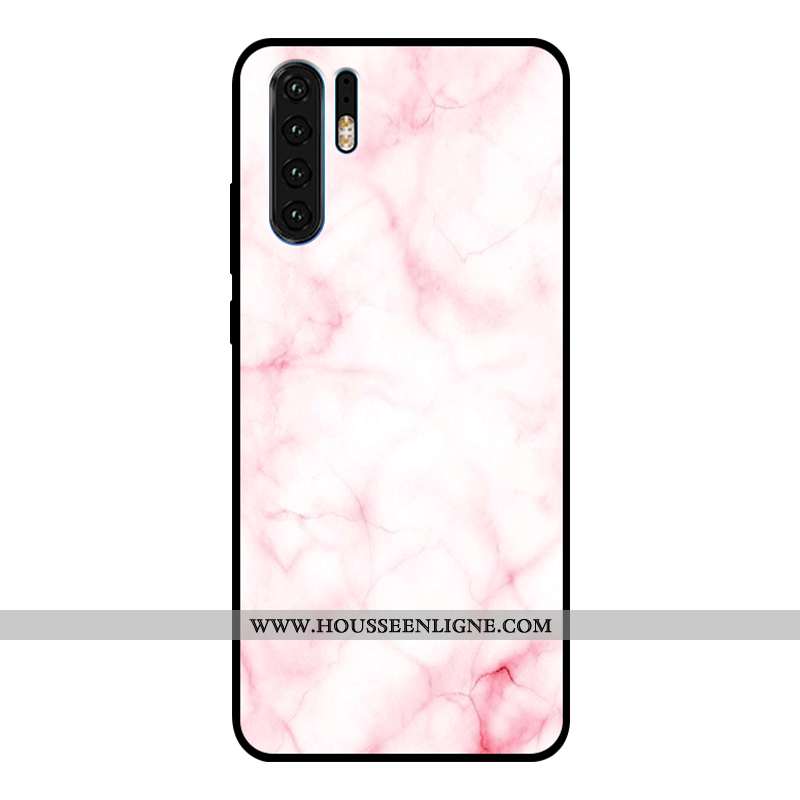 Étui Huawei P30 Pro Verre Personnalité Fluide Doux Coque Silicone Rose Créatif
