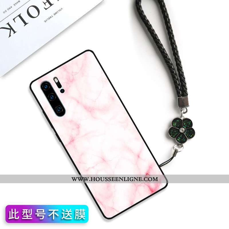 Étui Huawei P30 Pro Verre Personnalité Fluide Doux Coque Silicone Rose Créatif