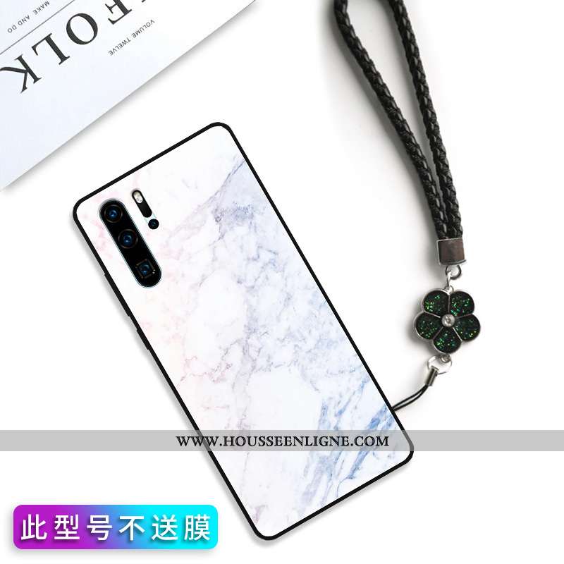 Étui Huawei P30 Pro Verre Personnalité Fluide Doux Coque Silicone Rose Créatif