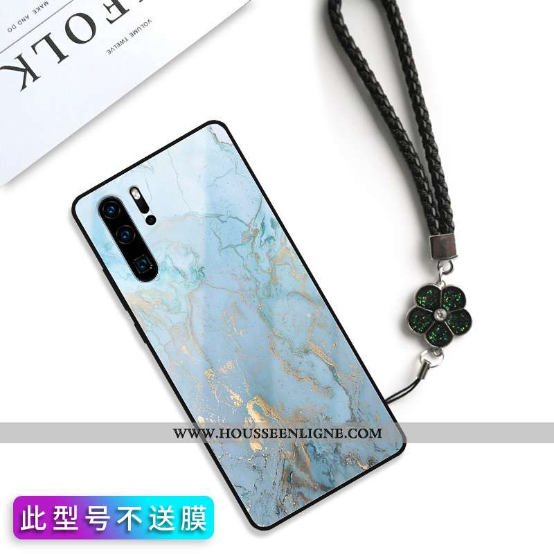 Étui Huawei P30 Pro Verre Personnalité Fluide Doux Coque Silicone Rose Créatif