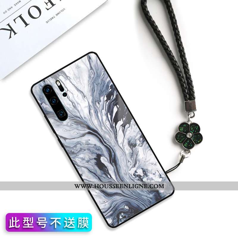 Étui Huawei P30 Pro Verre Personnalité Fluide Doux Coque Silicone Rose Créatif