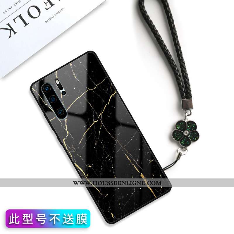 Étui Huawei P30 Pro Verre Personnalité Fluide Doux Coque Silicone Rose Créatif