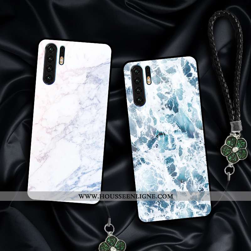 Étui Huawei P30 Pro Verre Personnalité Fluide Doux Coque Silicone Rose Créatif