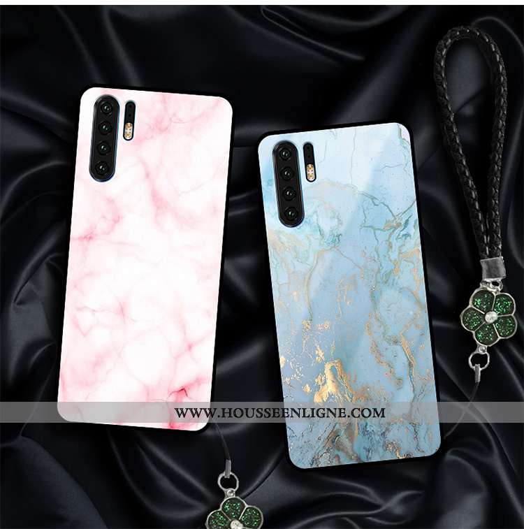 Étui Huawei P30 Pro Verre Personnalité Fluide Doux Coque Silicone Rose Créatif