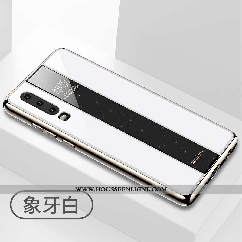 Étui Huawei P30 Protection Fluide Doux Coque Téléphone Portable Incassable Miroir Tout Compris Blanc