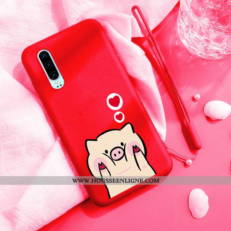 Étui Huawei P30 Tendance Légère Coque Personnalité Mode Petit Téléphone Portable Rouge