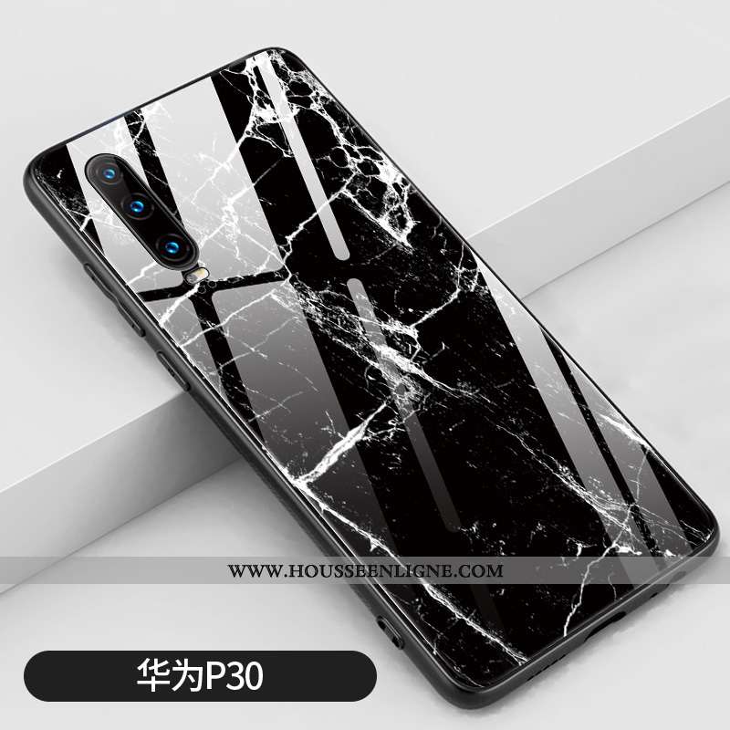 Étui Huawei P30 Verre Créatif Blanc Amoureux Incassable Miroir Simple Blanche