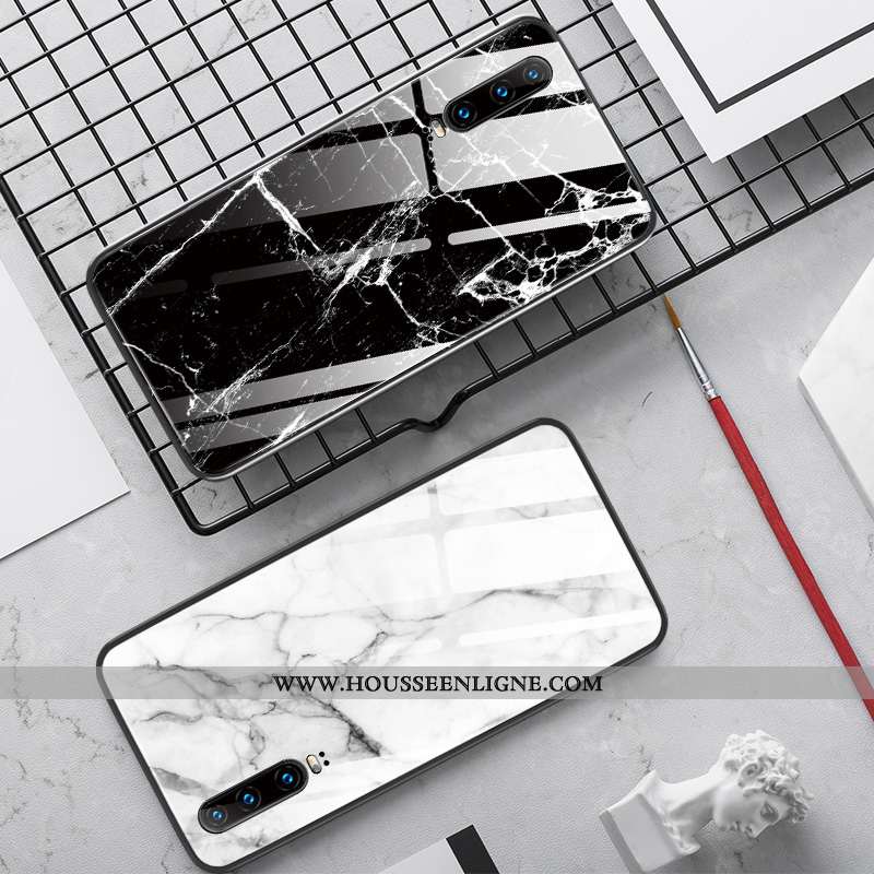 Étui Huawei P30 Verre Créatif Blanc Amoureux Incassable Miroir Simple Blanche