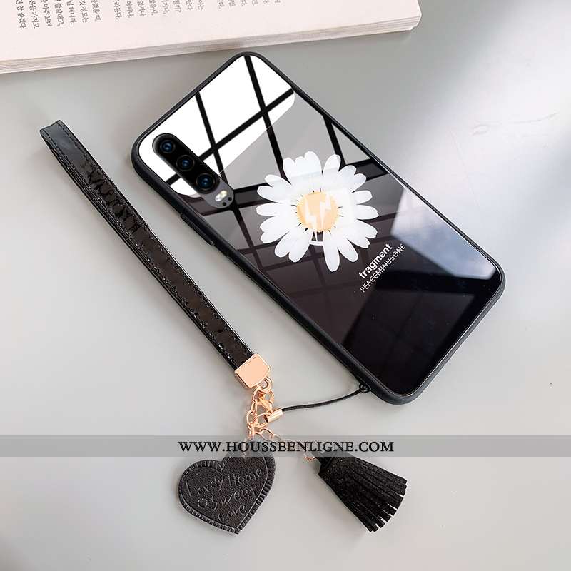 Étui Huawei P30 Verre Personnalité Dragon Tout Compris Petite Marguerite Net Rouge Noir