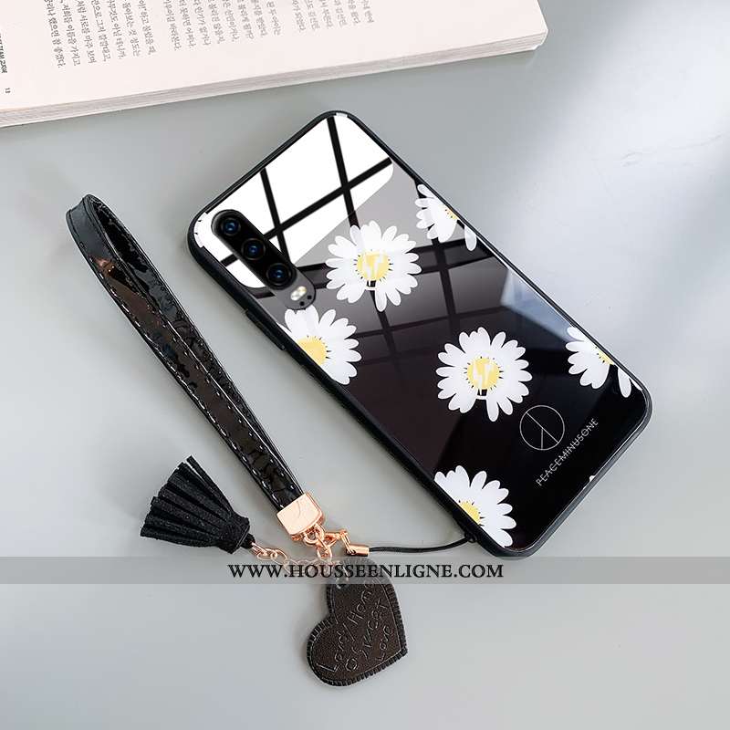 Étui Huawei P30 Verre Personnalité Dragon Tout Compris Petite Marguerite Net Rouge Noir