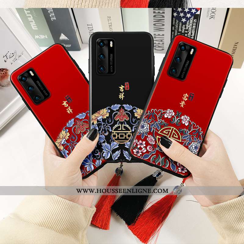 Étui Huawei P40 Fluide Doux Protection Téléphone Portable Coque Rouge