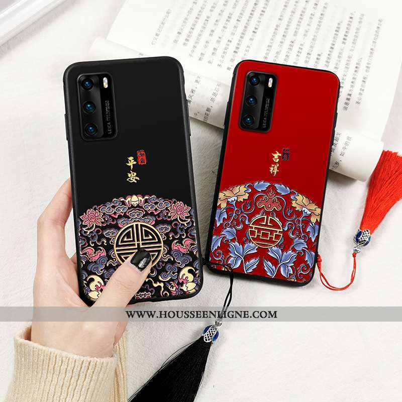 Étui Huawei P40 Fluide Doux Protection Téléphone Portable Coque Rouge