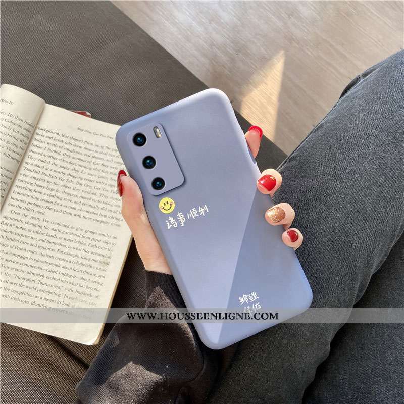 Étui Huawei P40 Fluide Doux Silicone Incassable Protection Légère Bleu Net Rouge