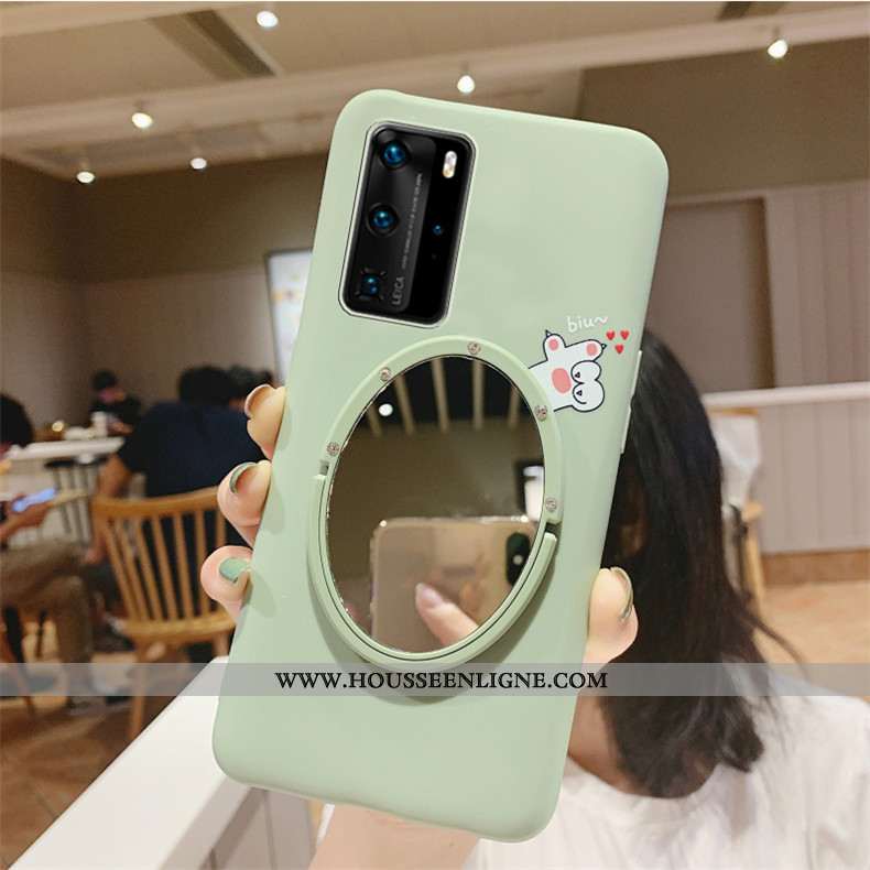 Étui Huawei P40 Fluide Doux Silicone Incassable Téléphone Portable Personnalité Support Mode Verte