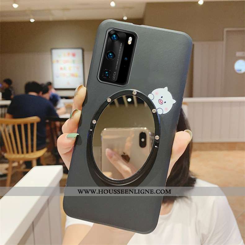 Étui Huawei P40 Fluide Doux Silicone Incassable Téléphone Portable Personnalité Support Mode Verte