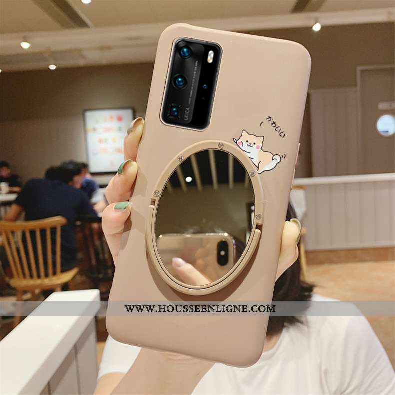 Étui Huawei P40 Fluide Doux Silicone Incassable Téléphone Portable Personnalité Support Mode Verte