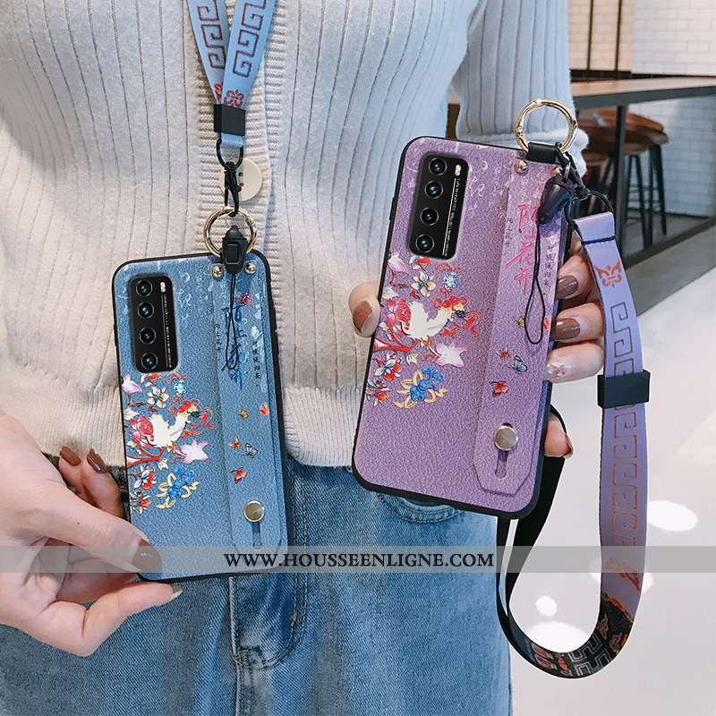 Étui Huawei P40 Lite 5g Créatif Vintage Tout Compris Fluide Doux Fleur Incassable Violet