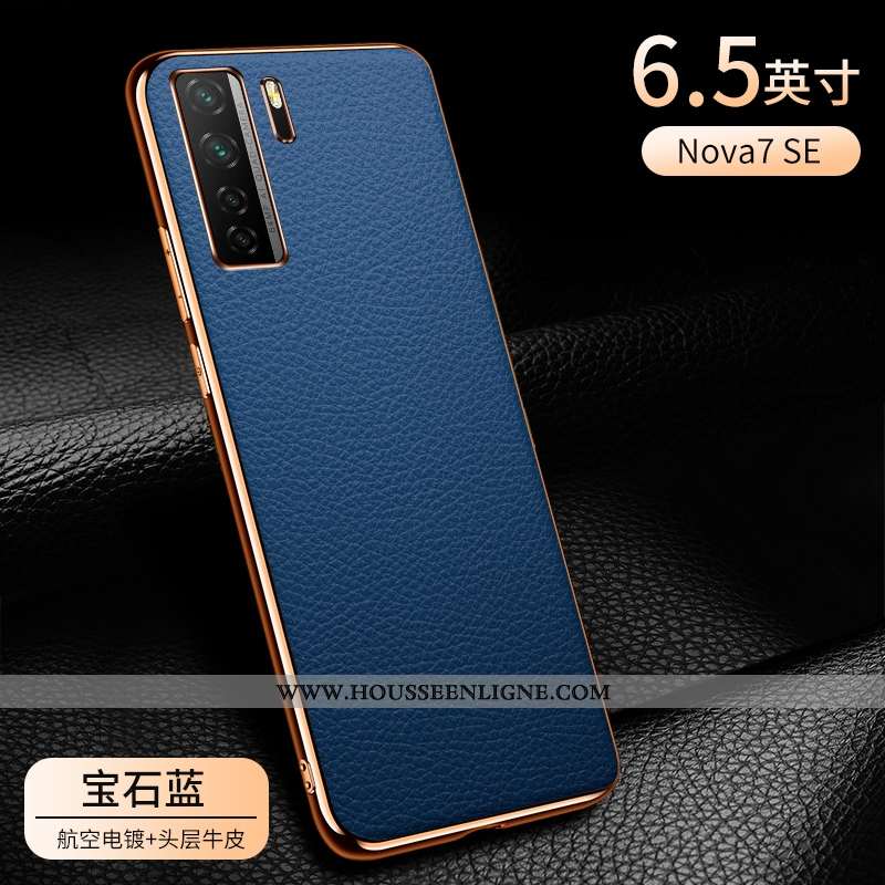 Étui Huawei P40 Lite 5g Cuir Véritable Ultra Coque Business Bovins Légère Bleu