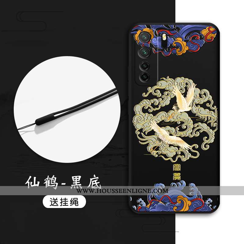 Étui Huawei P40 Lite 5g Gaufrage Tendance Tout Compris Protection Style Chinois Vent Noir