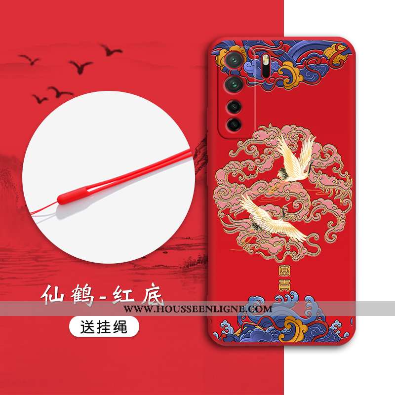Étui Huawei P40 Lite 5g Gaufrage Tendance Tout Compris Protection Style Chinois Vent Noir