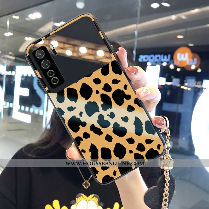 Étui Huawei P40 Lite 5g Ornements Suspendus Personnalité Noir Tempérer Léopard Incassable Verre