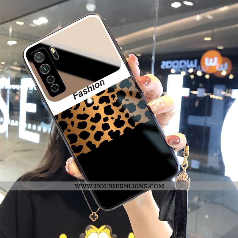 Étui Huawei P40 Lite 5g Ornements Suspendus Personnalité Noir Tempérer Léopard Incassable Verre