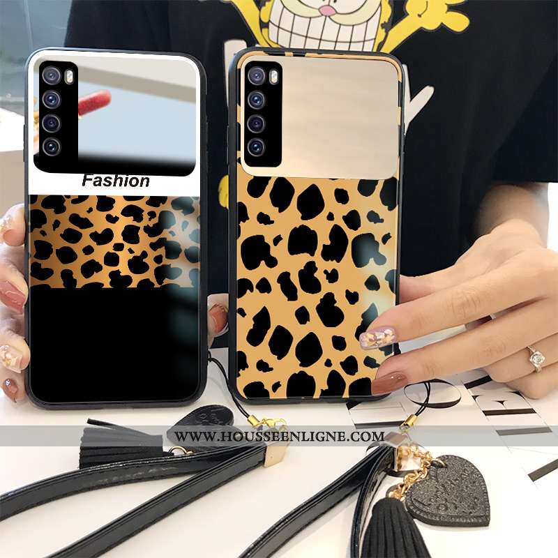 Étui Huawei P40 Lite 5g Ornements Suspendus Personnalité Noir Tempérer Léopard Incassable Verre