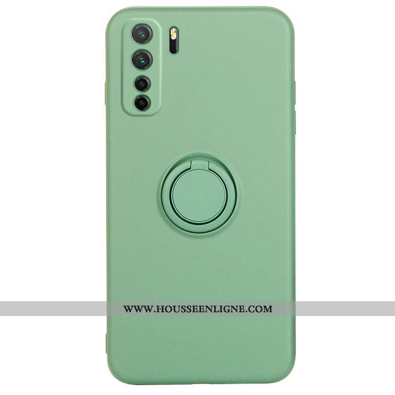 Étui Huawei P40 Lite 5g Protection Fluide Doux Silicone Anneau Vert Incassable Téléphone Portable Ve