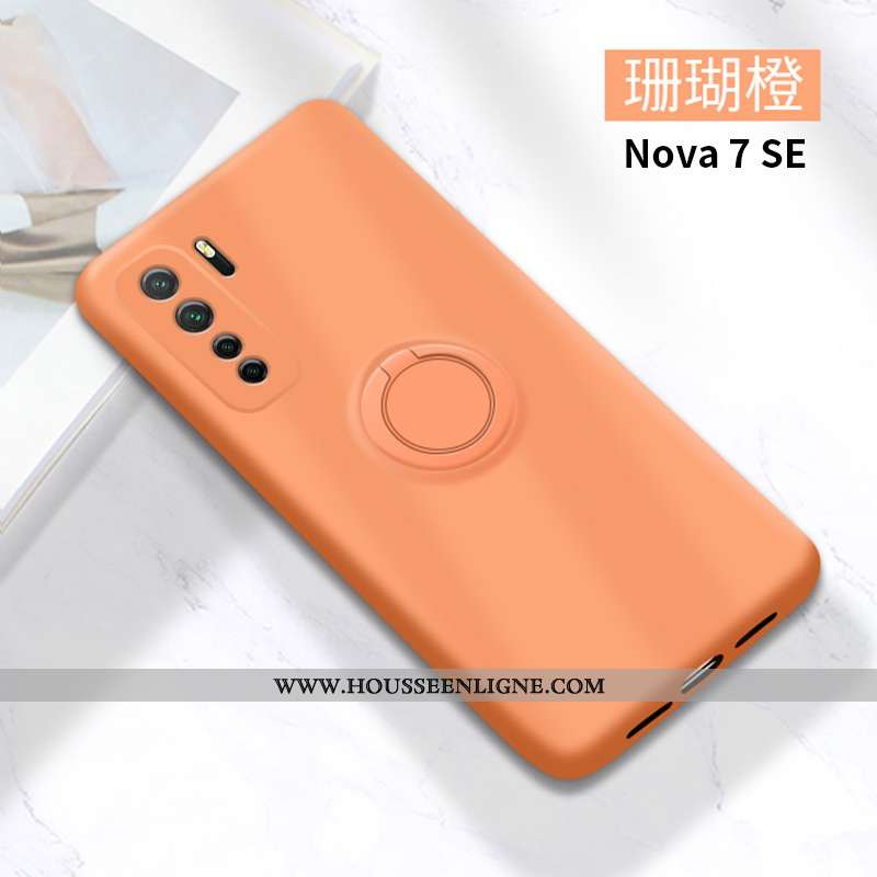 Étui Huawei P40 Lite 5g Protection Fluide Doux Silicone Anneau Vert Incassable Téléphone Portable Ve