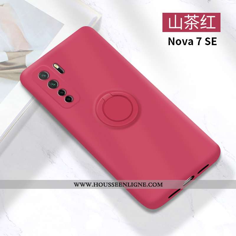 Étui Huawei P40 Lite 5g Protection Fluide Doux Silicone Anneau Vert Incassable Téléphone Portable Ve