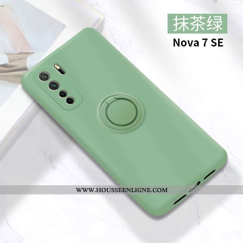Étui Huawei P40 Lite 5g Protection Fluide Doux Silicone Anneau Vert Incassable Téléphone Portable Ve