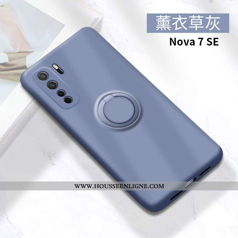 Étui Huawei P40 Lite 5g Protection Fluide Doux Silicone Anneau Vert Incassable Téléphone Portable Ve