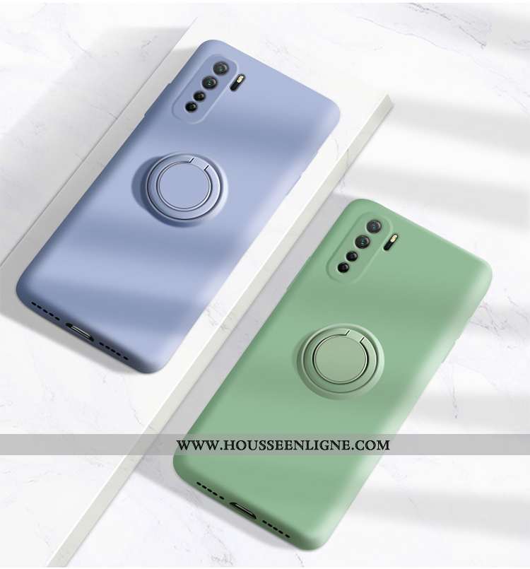 Étui Huawei P40 Lite 5g Protection Fluide Doux Silicone Anneau Vert Incassable Téléphone Portable Ve