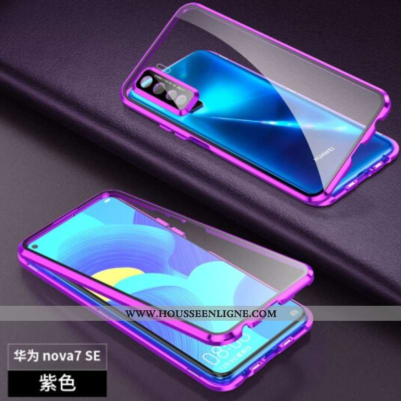 Étui Huawei P40 Lite 5g Verre Protection Coque Magnétisme Téléphone Portable Difficile Violet