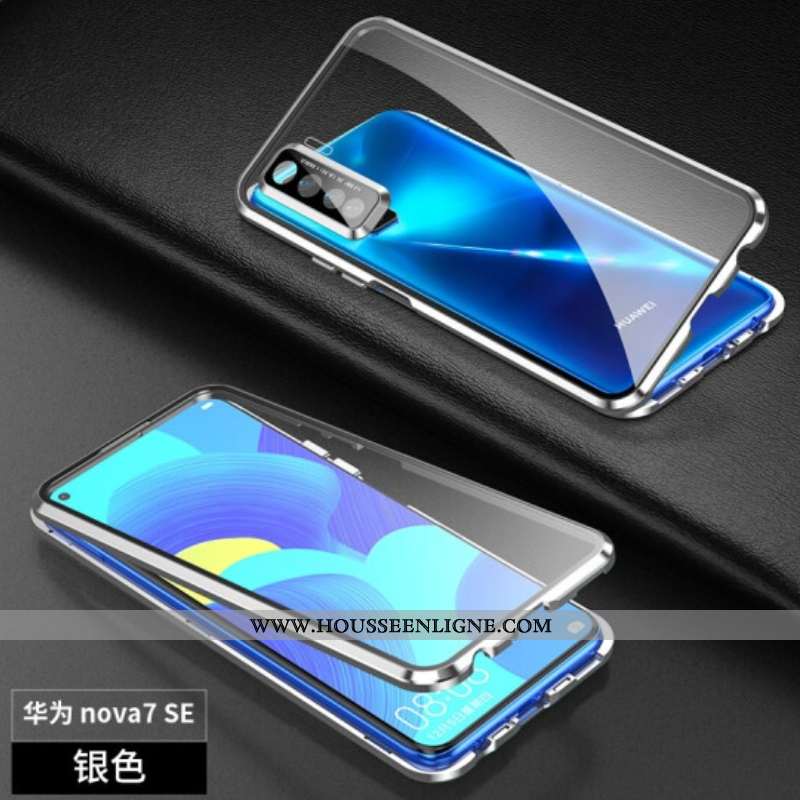 Étui Huawei P40 Lite 5g Verre Protection Coque Magnétisme Téléphone Portable Difficile Violet