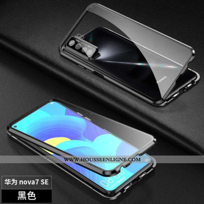 Étui Huawei P40 Lite 5g Verre Protection Coque Magnétisme Téléphone Portable Difficile Violet