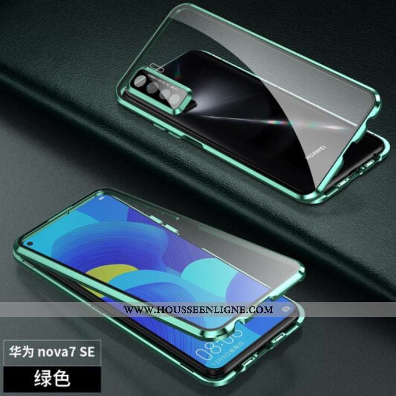 Étui Huawei P40 Lite 5g Verre Protection Coque Magnétisme Téléphone Portable Difficile Violet