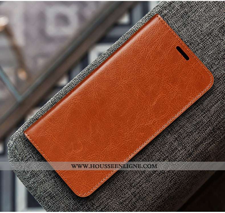 Étui Huawei P40 Lite Cuir Véritable Cuir Coque Protection Membrane Tempérer Marron