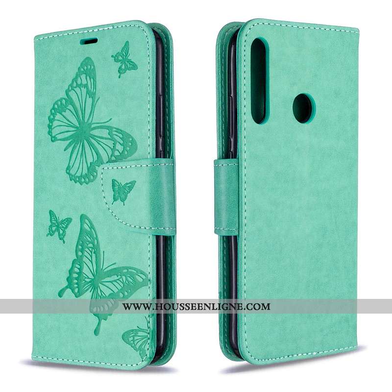 Étui Huawei P40 Lite E Cuir Protection Couleur Unie En Relief Rouge Ornements Suspendus Papillon