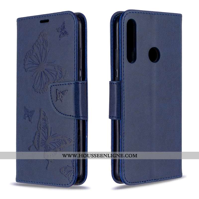 Étui Huawei P40 Lite E Cuir Protection Couleur Unie En Relief Rouge Ornements Suspendus Papillon