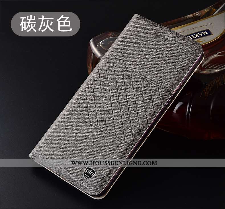 Étui Huawei P40 Lite E Cuir Protection Gris Coque Plaid Housse