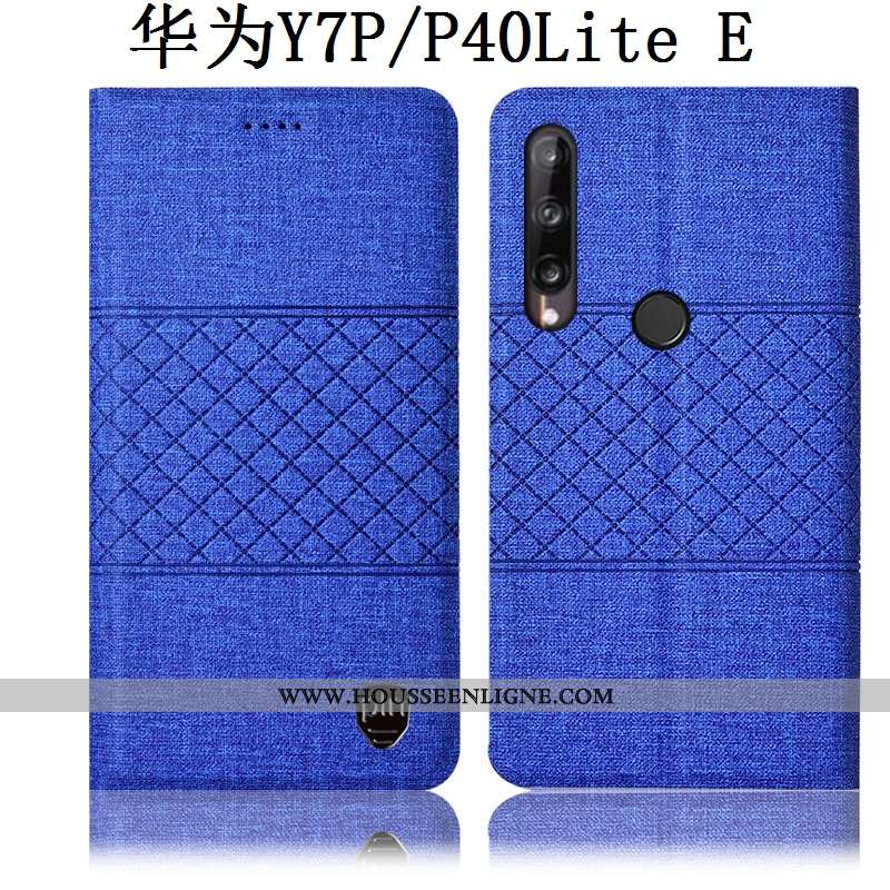 Étui Huawei P40 Lite E Cuir Protection Gris Coque Plaid Housse