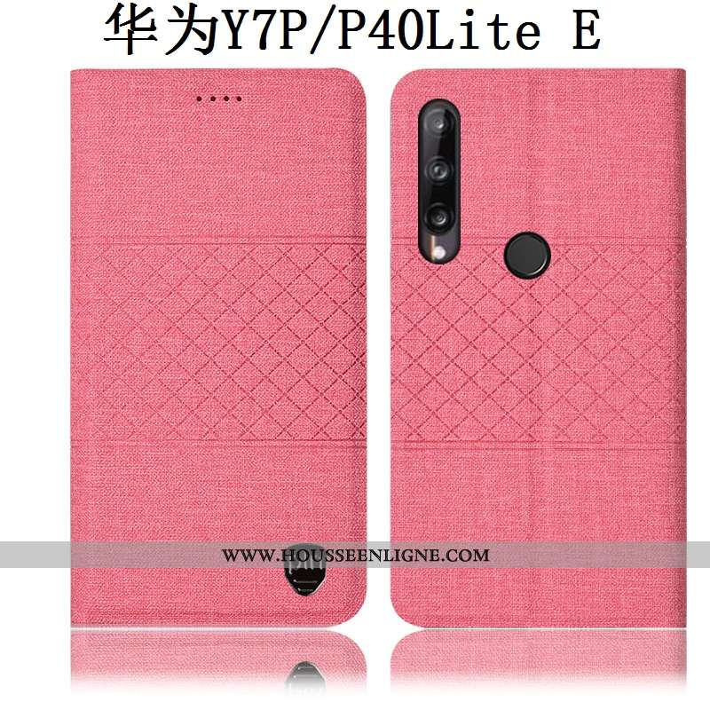 Étui Huawei P40 Lite E Cuir Protection Gris Coque Plaid Housse