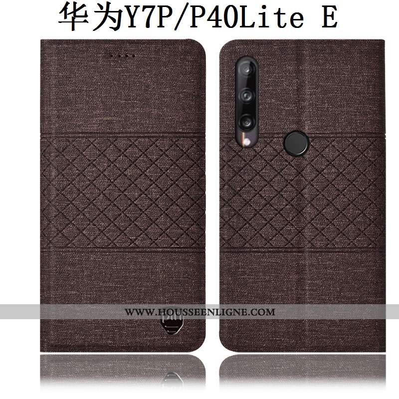 Étui Huawei P40 Lite E Cuir Protection Gris Coque Plaid Housse
