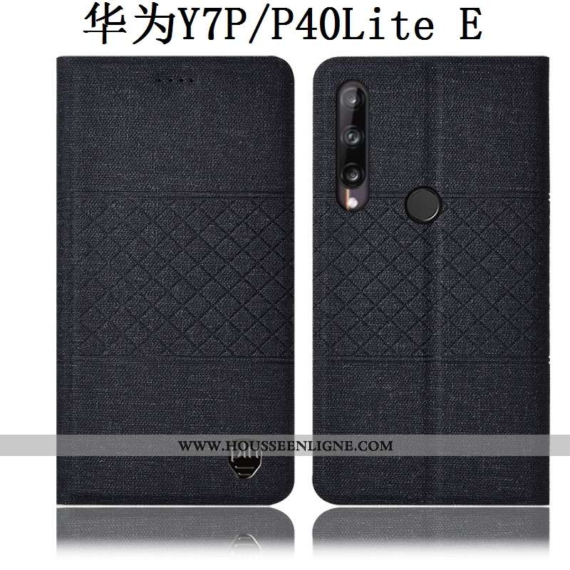 Étui Huawei P40 Lite E Cuir Protection Gris Coque Plaid Housse