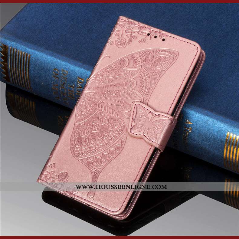 Étui Huawei P40 Lite E Cuir Protection Papillon Couleur Unie Ornements Suspendus Violet Téléphone Po