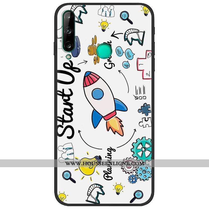 Étui Huawei P40 Lite E Dessin Animé Fluide Doux Téléphone Portable Pu Noir Peinture Créatif Blanche