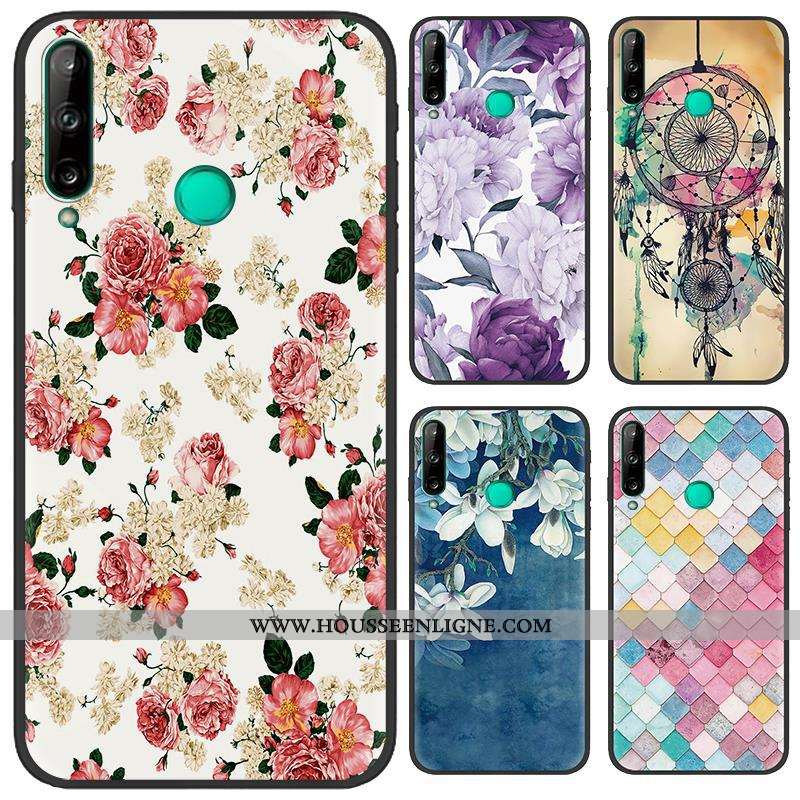 Étui Huawei P40 Lite E Dessin Animé Fluide Doux Téléphone Portable Pu Noir Peinture Créatif Blanche
